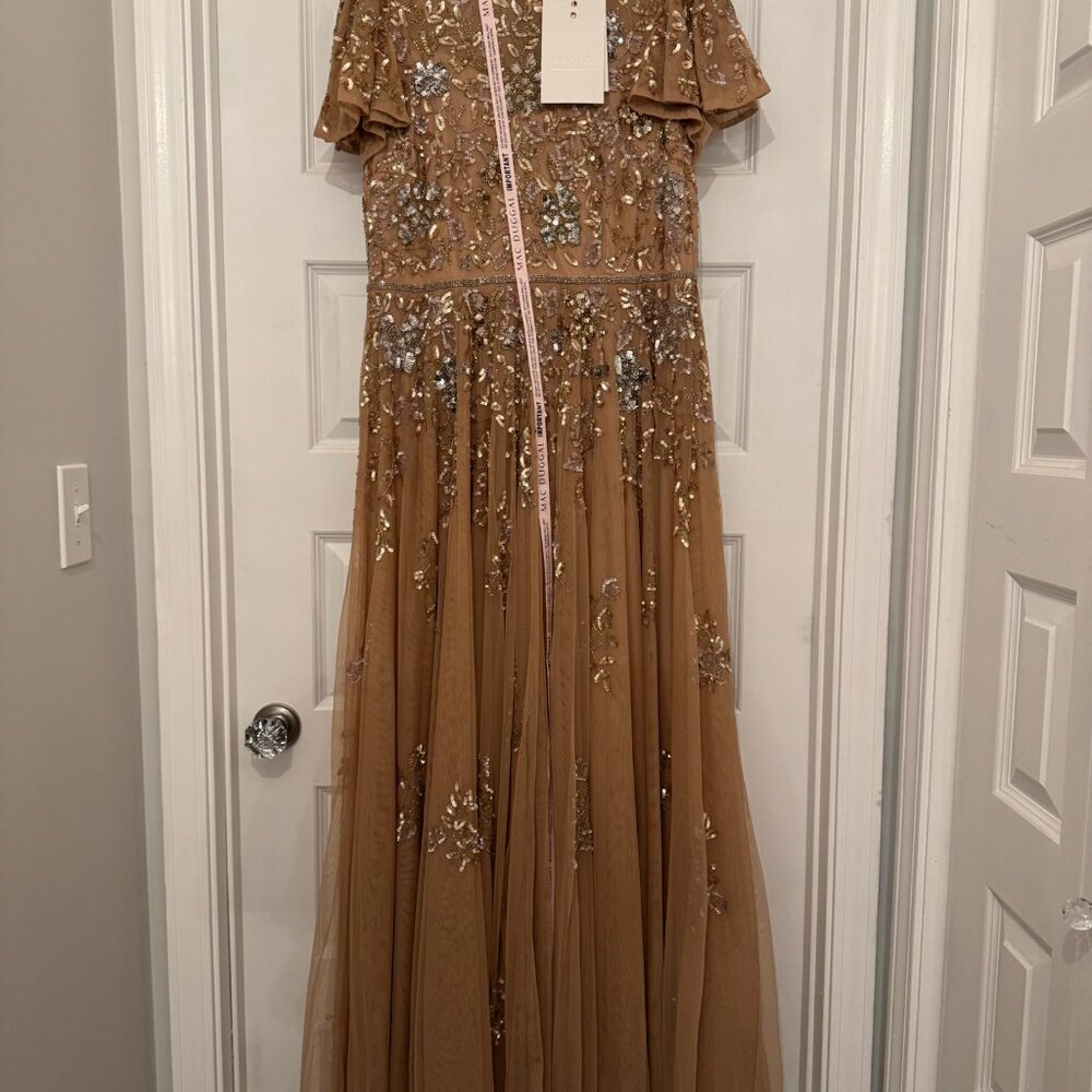Mac Duggal Pink Embellished Butterfly Sleeve High Neck Gown - Picture 7 of 7